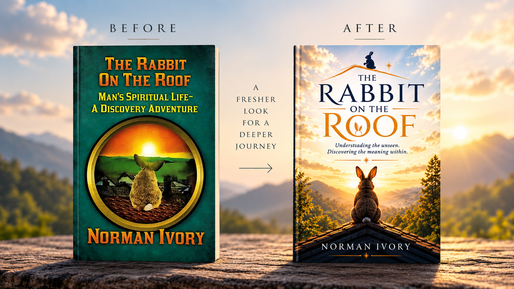 The Rabbit on the Roof — before and after cover redesign by AuthorVA